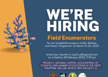 RE-INVEST WPS P2 is looking for local enumerators for Pangasinan Survey